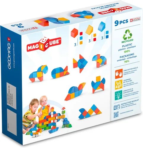 Miniatura 2 de Geomag Magicube Bloques magnéticos para niños de 1 a 5 años Juegos de juguetes de construcción STEM hechos en Suiza Múltiples (MAGICUBE_9PCS)
