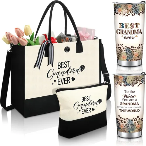 Silkfly Set de 3 piezas de la mejor abuela del mundo para mujeres, regalos de cumpleaños, día de la madre, regalo de cumpleaños, vaso de acero