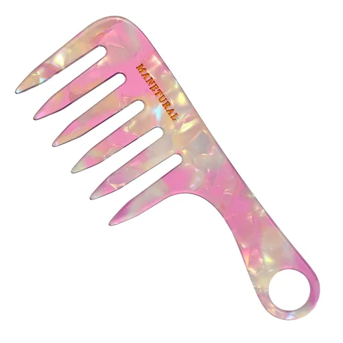 Miniatura 14 de D1 Peine de mango de dientes anchos para cabello rizado Eleva, conserva el rizo, suaviza el cabello. Peine de acetato (morado brillante)