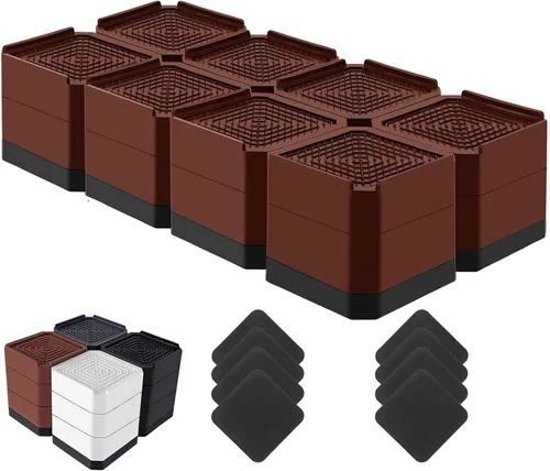 Miniatura 7 de Elevadores de cama resistentes, bloques elevadores de muebles ajustables de 1.5, 3, 4.3 pulgadas para patas de sofá, mesa, escritorio, refrigerador