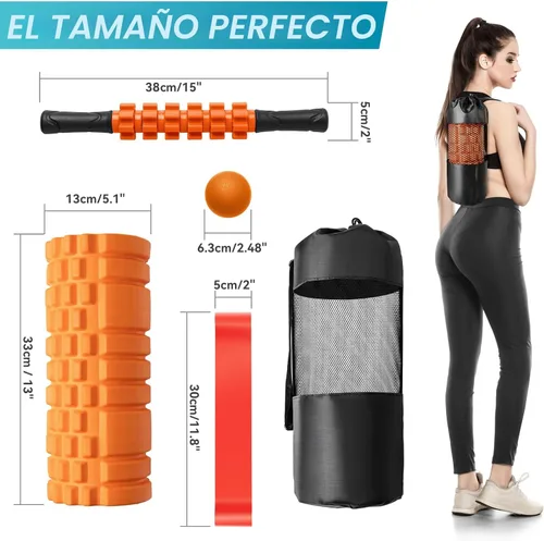 Miniatura 7 de Krightlink Juego de rodillos de espuma 5 en 1 para masaje muscular de tejido profundo, rodillo de espuma para ejercicio de fitness, rodillo