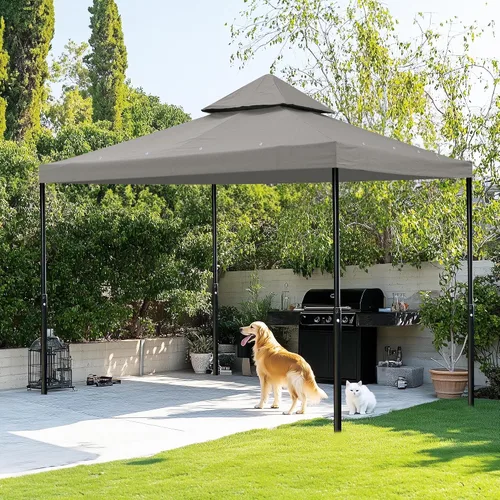 Miniatura 2 de Yescom Toldo de repuesto para cenador UV30+ de 8 x 8 pies, color gris para tienda de campaña de patio y jardín de doble nivel Y0088T09 Beige