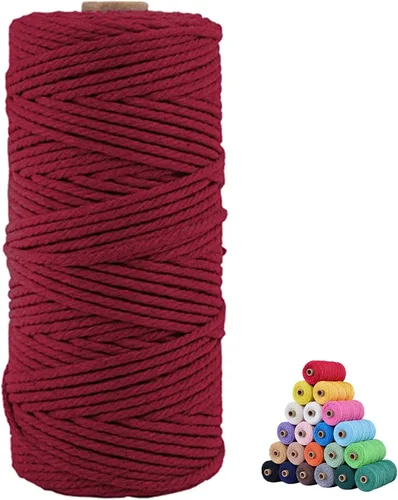 Miniatura 38 de Cuerda de algodón para macramé, de 0.11 pulgadas x 109 yardas, cuerda de macramé natural marrón, suministros perfectos de algodón para hacer