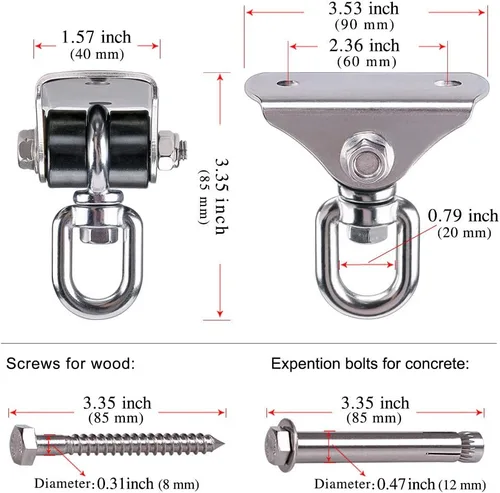 Miniatura 6 de Besthouse - Ganchos de columpio resistentes y silenciosos 1 colgador silencioso de 360°