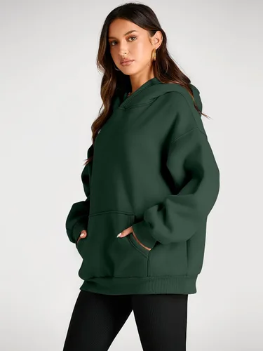 Miniatura 111 de Trendy Queen - Sudaderas extragrandes con capucha para mujer, suéteres de manga larga, sin botones, de vellón, de otoño, ropa de invierno