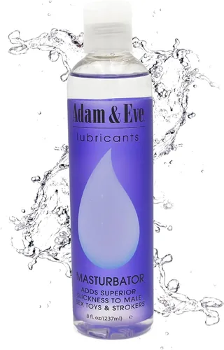 Adam & Eve Lubricante masturbador, lubricante personal a base de agua ultra resbaladizo para hombres, lubricante de larga duración para caricias y