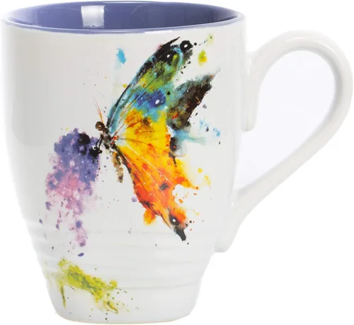 Dean Crouser colección de taza de porcelana con diseño de acuarelas, Azul