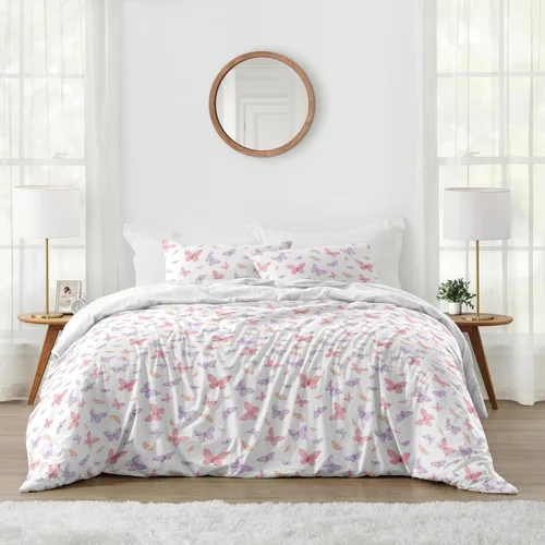 Miniatura 9 de Sweet Jojo Designs Juego de edredón individual de 2 piezas (flores de ciervos del bosque) para niñas, niños, ropa de cama para niños, cama en una