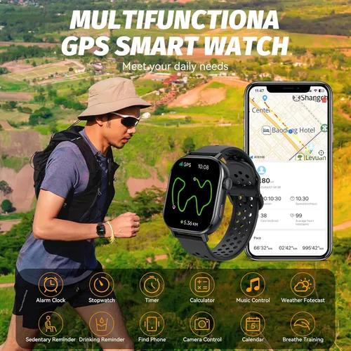 Miniatura 2 de Reloj inteligente con GPS para hombres, rastreador de actividad física con más de 178 modos deportivos, reloj de fitness con pantalla táctil AMOLED