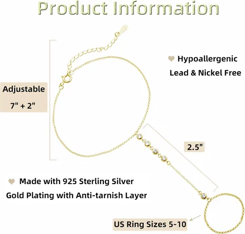 Miniatura 37 de Pulsera de plata de ley 925 para mujer, pulsera de mano para mujer, pulseras esclavas de 7 a 9 pulgadas ajustable