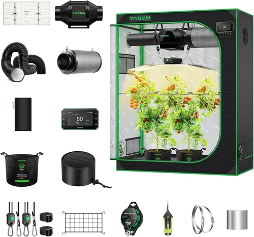 Miniatura 10 de VIVOSUN GIY Sistema de tienda de cultivo inteligente 2.7x2.7, Kit de tienda de cultivo con WiFi integrado, con ventilación y circulación
