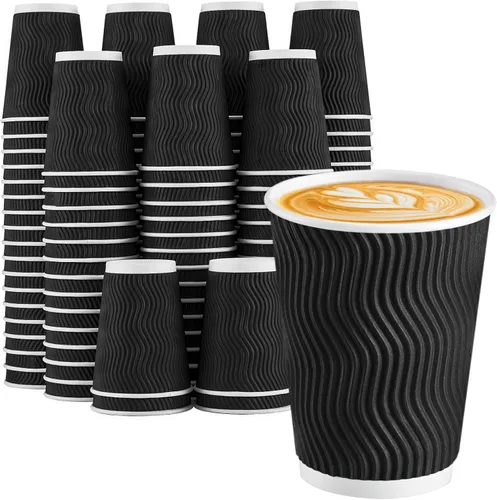 Miniatura 8 de Lamosi Tazas de café desechables 8 oz Paquete de 100, Tazas de café de papel 8 oz para bebidas calientes o frías, Taza de pared ondulada aislada