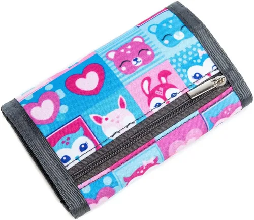 Miniatura 6 de Billetera para niños y niñas, billetera para niños pequeños, billetera de lona triple para exteriores, billeteras juveniles para niños y niños
