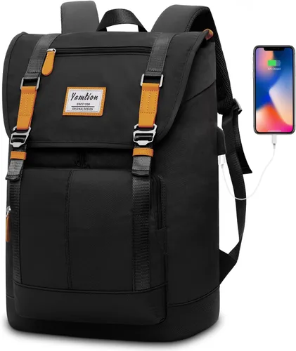 YAMTION Mochila para laptop de 17 pulgadas, mochila universitaria para niñas y niños adolescentes, mochila para laptop de negocios con puerto de