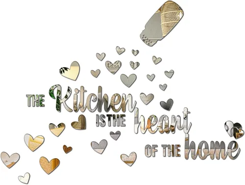 Miniatura 8 de The Kitchen is The Heart of The Home - Adhesivo de pared de espejo, calcomanía de pared de acrílico para cocina, citas inspiradoras, decoración