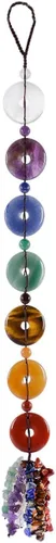 Miniatura 10 de rockcloud Colgante de pared con 7 piedras de chakras, cristales curativos de Reiki, Merkaba, piedras preciosas caídas, adorno colgante para ventana
