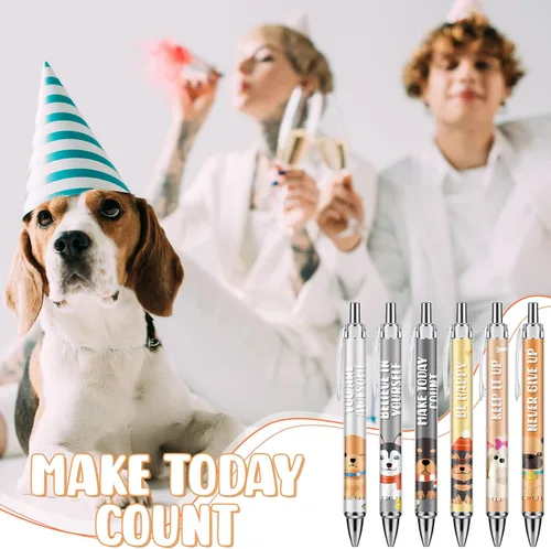 Miniatura 6 de Chuangdi 48 bolígrafos de perro lindos para escribir divertidos bolígrafos retráctiles Kawaii de tinta negra, punta fina, suave, regalo