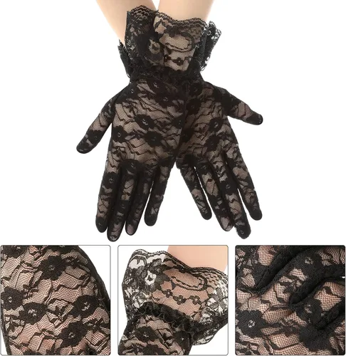 Miniatura 4 de ASTER Guantes de encaje para mujer, guantes de novia con bloqueo solar, para fiesta de noche, boda, fiesta de té, graduación, Halloween, cosplay