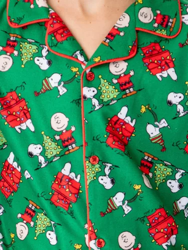 Miniatura 3 de INTIMO Peanuts - Conjunto de pijama con botones para niños, diseño de Snoopy Charlie Brown para las fiestas