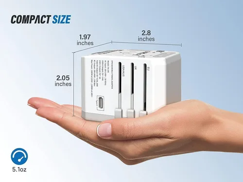 Miniatura 6 de EPICKA Adaptador de viaje universal, adaptador de enchufe de viaje europeo, adaptador de corriente internacional cargador mundial con USB-C y 4