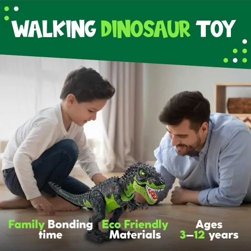 Miniatura 4 de Toysery Tyrannosaurus T-Rex - Juguete de dinosaurio caminante para niños. Luces LED y sonidos realistas, para niños de 3 a 12 años de edad