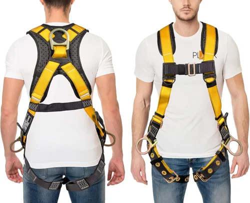 Miniatura 6 de Palmer Safety - Arnés de seguridad de cuerpo completo con ajuste de 5 puntos, anillo en D dorsal, piernas con ojales, dos anillos en D laterales e