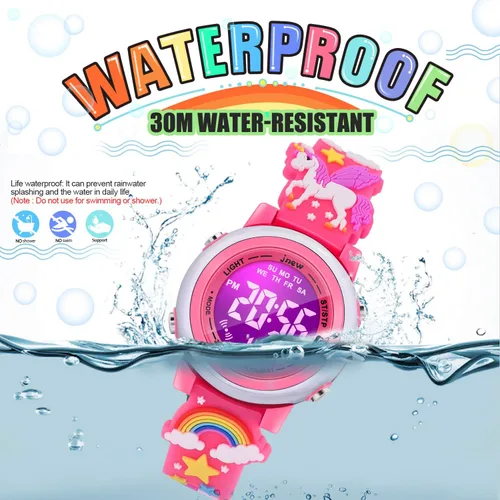 Miniatura 39 de Relojes impermeables de dibujos animados 3D para niñas con alarma, los mejores regalos de juguetes para niñas de 3 a 12 años