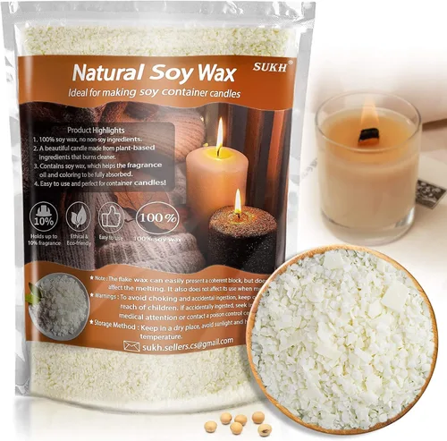 Sukh Cera de soja para fabricación de velas, copos de cera de soja natural, puro Cera para velas, sin aditivos, suministros para contenedores,
