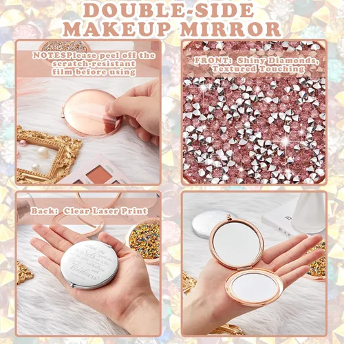 Miniatura 3 de Thyle 12 piezas de espejo compacto a granel, espejo de bolsillo cristiano para confirmación católica VBS para mujeres, versículo bíblico, cartera