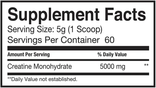 Miniatura 2 de 100% puro monohidrato de creatina en polvo micronizado - sin rellenos - sin sodio - sin azúcar 0.18 oz por porción 10.58 oz - 60 porciones