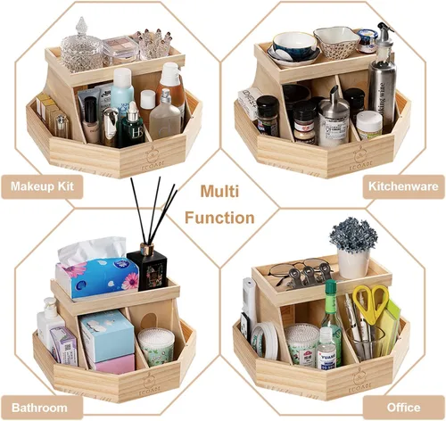 Miniatura 8 de Organizador de pañales de madera, organizador giratorio de 360 grados con divisores extraíbles, organizador de pañales para guardería