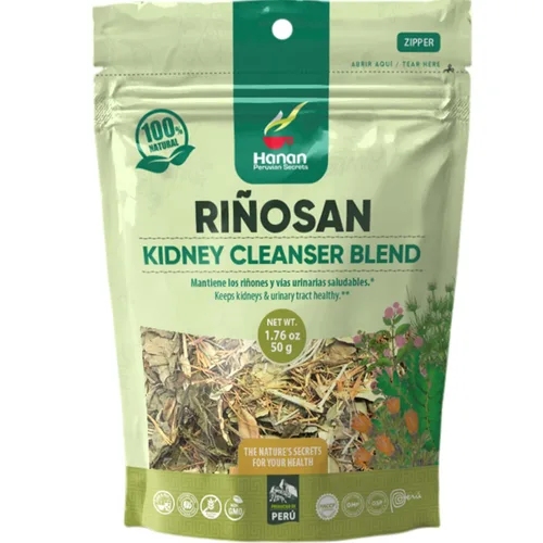 Hanan Riñosan Herbal Blend 1.8 oz (50 g) - Té de hojas sueltas de piedra chanca seca (Stone Breaker), cola de caballo, uña de gato y huamanpinta -