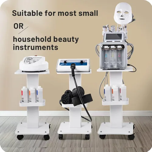 Miniatura 2 de Carrito de belleza con ruedas, carrito de aluminio de 3 niveles, peluquería, salón de spa, máquina de terapia al vacío, carga de 135 libras, 26.7 x
