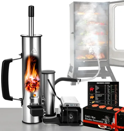 Miniatura 9 de Generador de humo frío para cualquier parrilla, tubo ahumador de acero inoxidable 304, tubo doble para cortar alquitrán para un sabor no graso