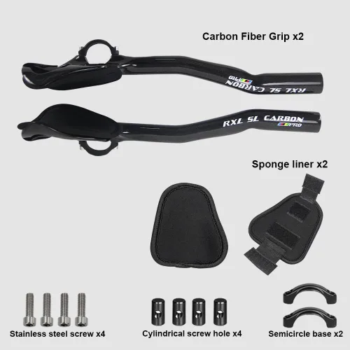 Miniatura 3 de TT Bars Carbon Bike Areo Bars Manillar RXL SL Bullhorn Handlebars Carbon Aero Bars Aero Manillar Negro 3K Brillante 31.8X340mm Triatlón Aero Barras