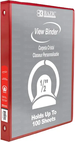 Miniatura 16 de BAZIC Products Carpeta organizadora de 3 anillas de 1/2 pulgada con vista económica, color negro, anillo redondo, capacidad para 100 hojas de papel