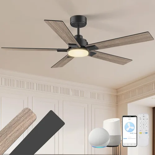 Miniatura 18 de Ventilador de techo inteligente de perfil bajo de 42 pulgadas con luces y control remoto, motor DC silencioso, control de voz WiFi a través de Oro