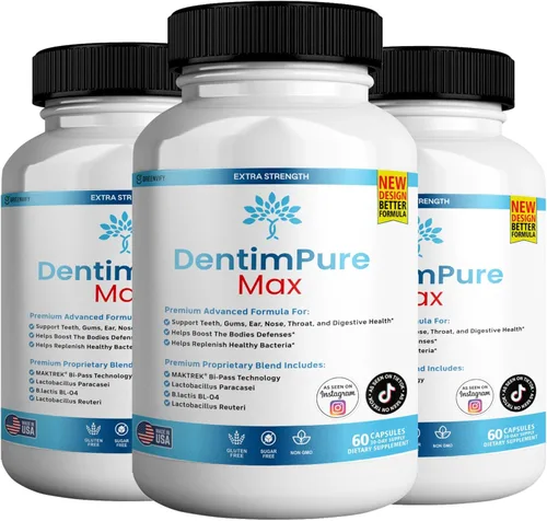 Miniatura 11 de DentimPure Max Suplemento probiótico extra fuerte con 40 mil millones de UFC – Apoya los dientes, las encías, los oídos, la nariz, la garganta