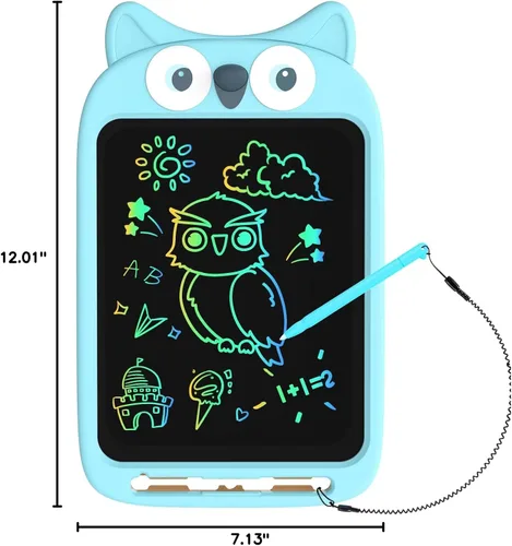 Miniatura 8 de Tableta de escritura LCD de 10 pulgadas, juguete de tablero de garabatos borrable, lindo bloc de dibujo de búho para niños de 2 a 6 años, regalo