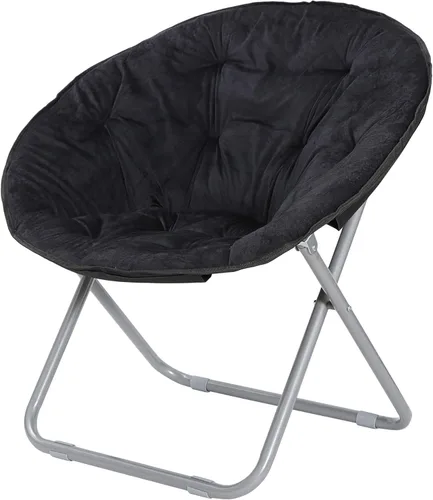 Silla plegable de piel sintética, silla de luna suave para descansar, dormitorio, dormitorios o apartamentos, color negro