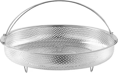 Cesta de vapor multifuncional todo en uno con asa, cesta de drenaje de acero inoxidable para el hogar, malla fina al vapor, apta para lavavajillas,