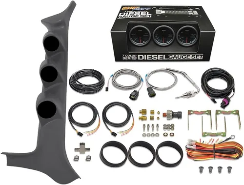 GlowShift Paquete de medidor diésel compatible con Ford F-Series F-250 F-350 7.3L Power Stroke 1992-1997 - Tintado 7 colores 60 PSI Boost, 1500F EGT