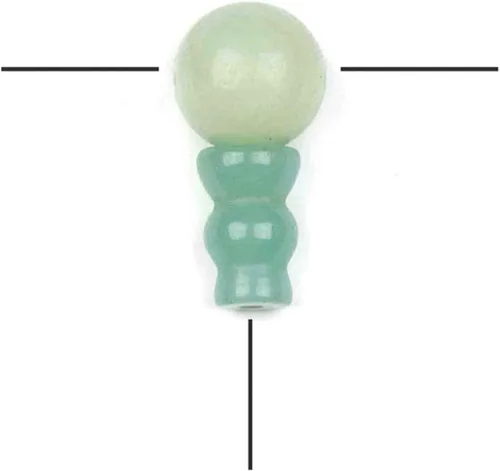 Miniatura 9 de Cherry Blossom Beads Piedra preciosa Mala Guru Bead – Turquesa africana – Tres agujeros 0.394 in redondo con torre de 0.276x0.394 in – Tres