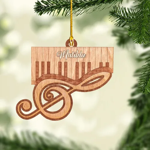 Miniatura 23 de MoonArt Adorno personalizado de guitarra de piano, nota musical de piano, adorno con forma de madera acrílica, regalo para amantes de la guitarra