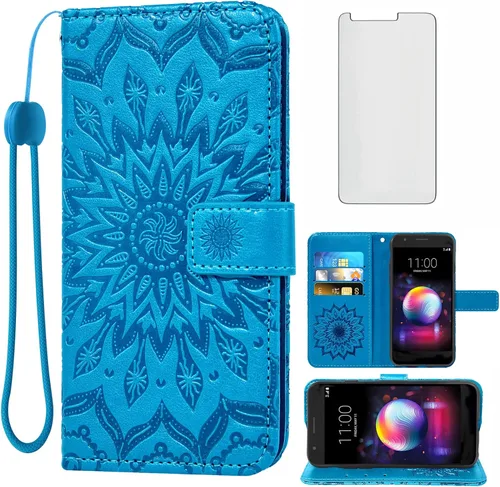 Miniatura 14 de Funda de teléfono para LG K30 2018 5.3/Premier Pro LTE/Phoenix Plus/Harmony 2/K10/Xpression Wallet con protector de pantalla de vidrio templado Flip