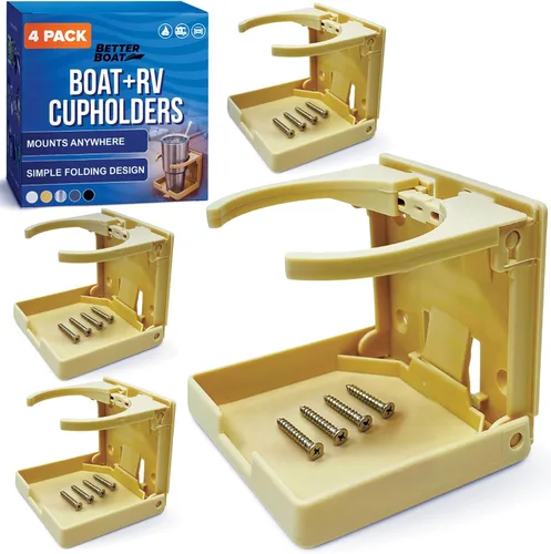 Miniatura 9 de Portavasos para barco, juego de 4 soportes plegables para bebidas, montaje en pared para lancha, caravana y autocaravana, grado marino, color gris