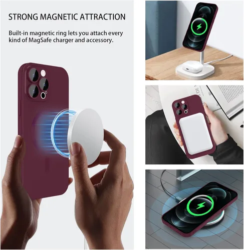 Miniatura 2 de ankofave Funda magnética para iPhone 12 Pro Max para mujer, a prueba de golpes, diseño metálico de lujo mate con protector completo de lente
