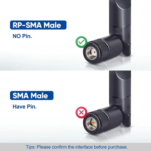 Miniatura 5 de Bingfu Antena de doble banda WiFi 2.4GHz 5GHz 5.8GHz 8dBi MIMO RP-SMA Macho Antena (paquete de 2) para enrutador WiFi, tarjeta de red inalámbrica