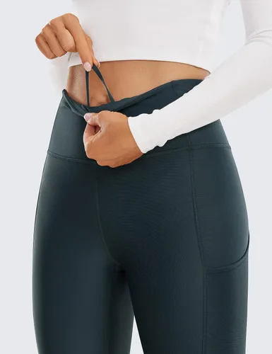 Miniatura 4 de CRZ YOGA Leggings térmicos con forro polar para mujer de 28 pulgadas, pantalones de senderismo cálidos de cintura alta con bolsillos, mallas
