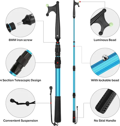 Miniatura 2 de SANLIKE Telescopic Boat Hook for Docking, Extendable Marine Docking Pole with Luminous Design, Rust-Resistant Aluminum, Non-Slip Handle, Lightweight